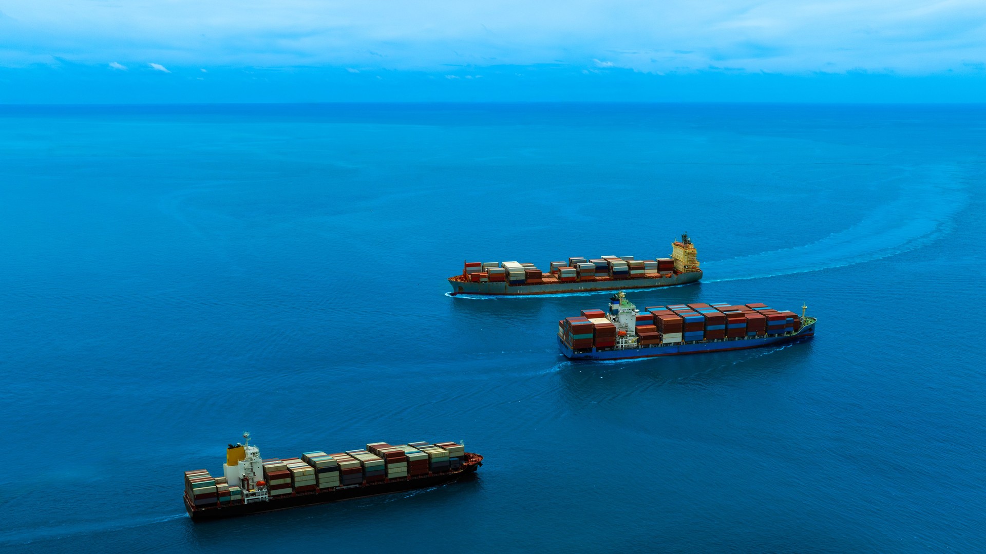 Aerial view of the freight shipping transport system cargo ship container. international transportation Export-import business, logistics, transportation industry concepts